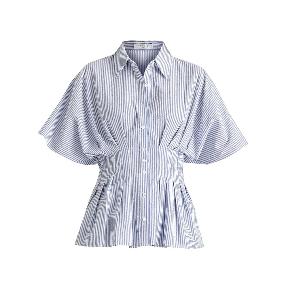 Striped Shirt With Waist Pleats Paisie