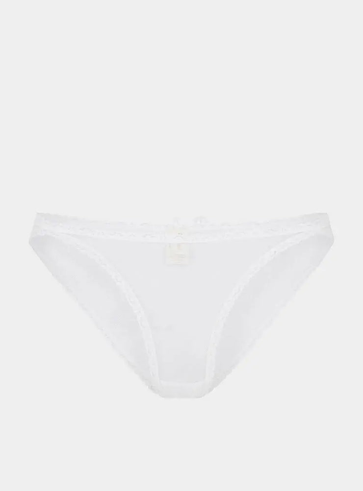 Sugi Recycled-Lace High-Leg Thong - Glacier White Peachaus