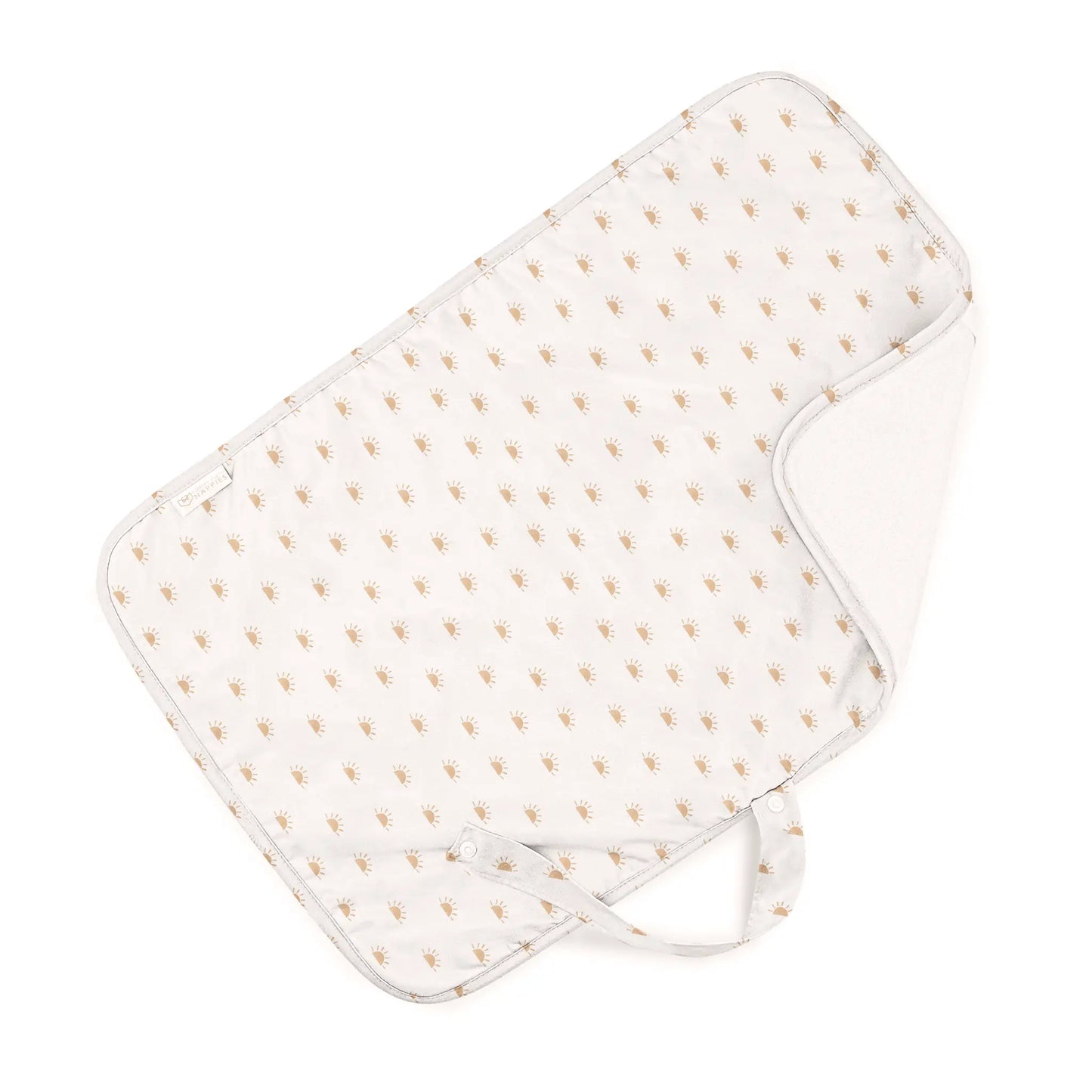 Sunnies White with Camel Baby Travel Changing Mats Modern Cloth Nappies
