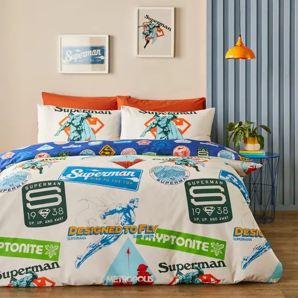 Superman Reversible Duvet Cover and Pillowcase Set Dunelm
