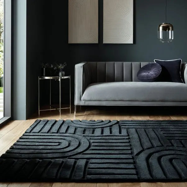 Supersoft Lush Geometric Faux Fur Arch Rug Dunelm