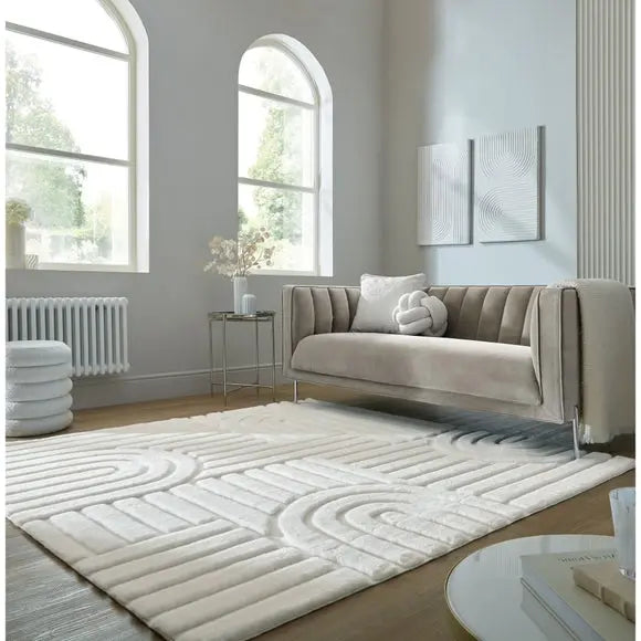 Supersoft Lush Geometric Faux Fur Arch Square Rug Dunelm