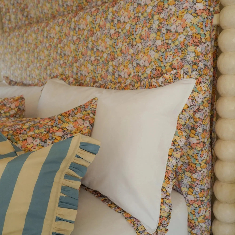 THORPE YELLOW Frill Edge White Liberty Pillowcase Coco & Wolf