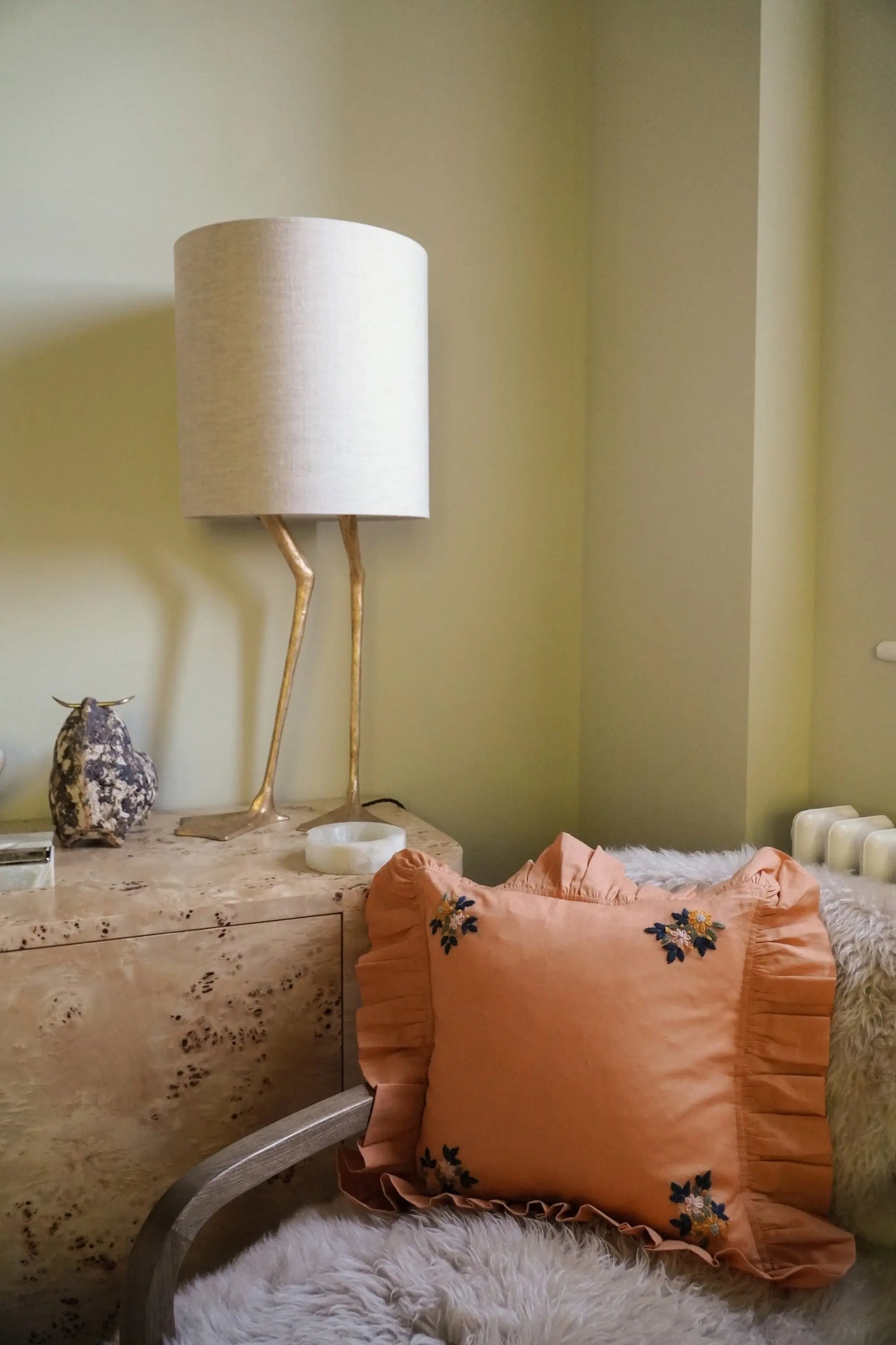 TURMERIC Liberty Embroidered Ruffle Cushion Coco & Wolf