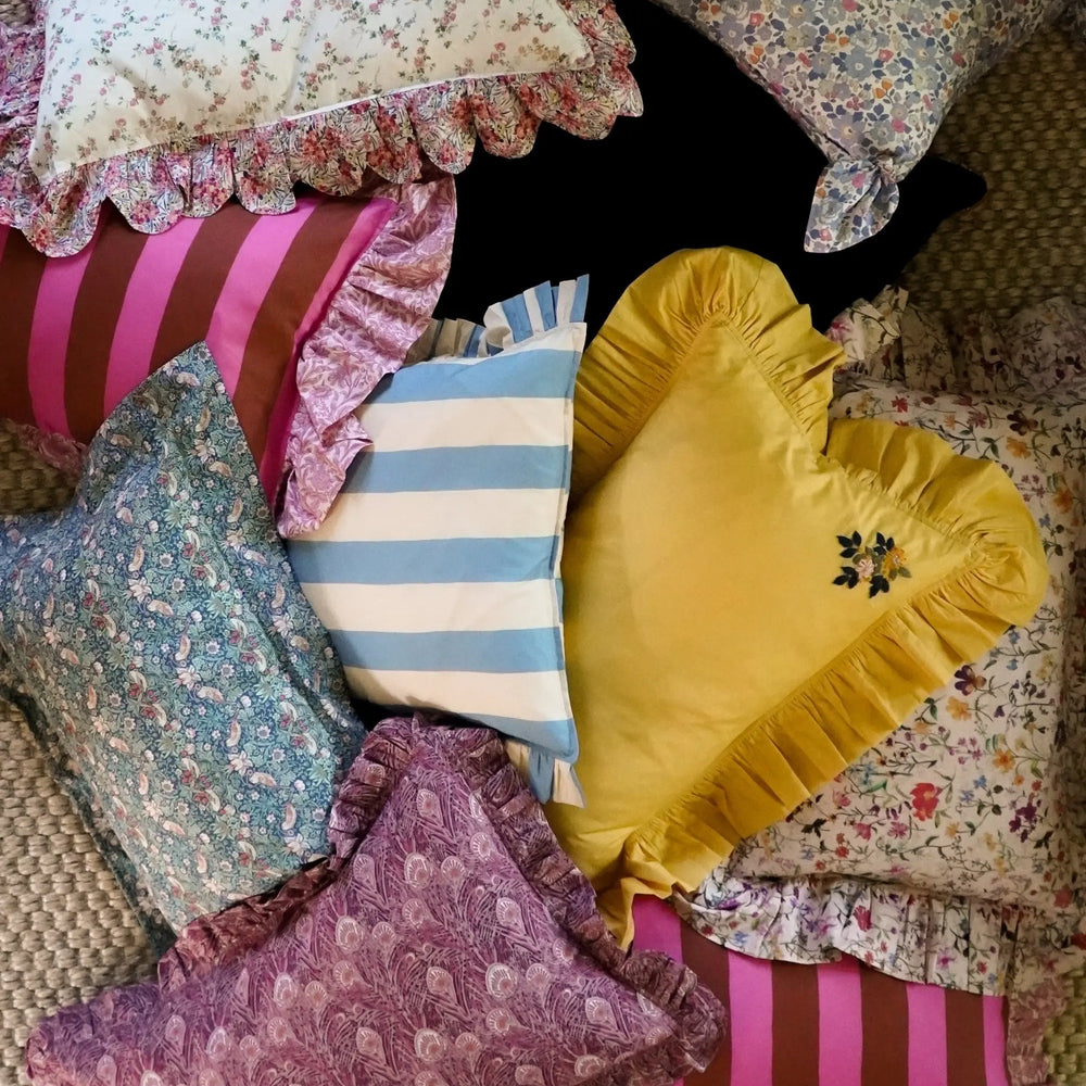 TURMERIC Liberty Embroidered Ruffle Cushion Coco & Wolf