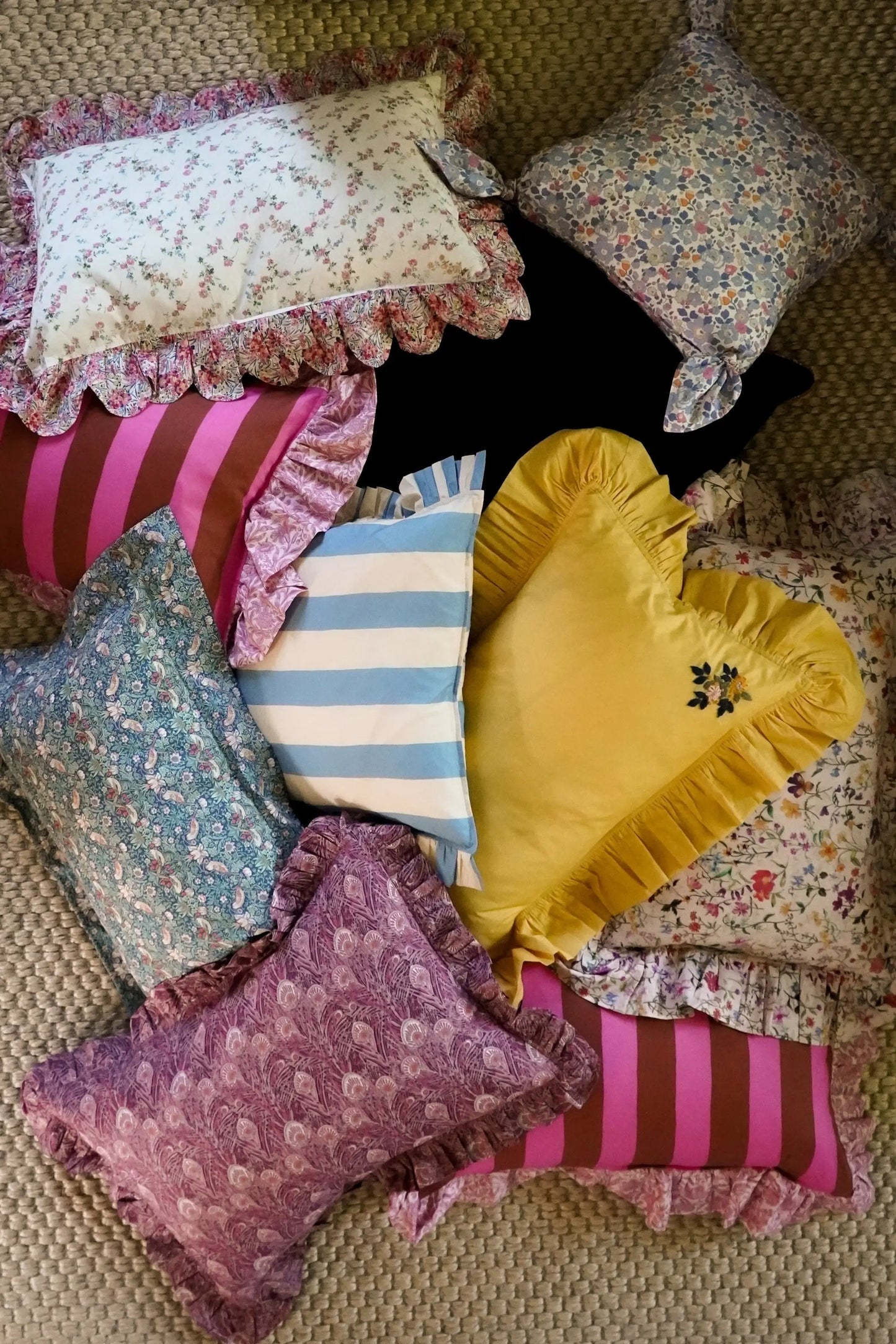 TURMERIC Liberty Embroidered Ruffle Cushion Coco & Wolf