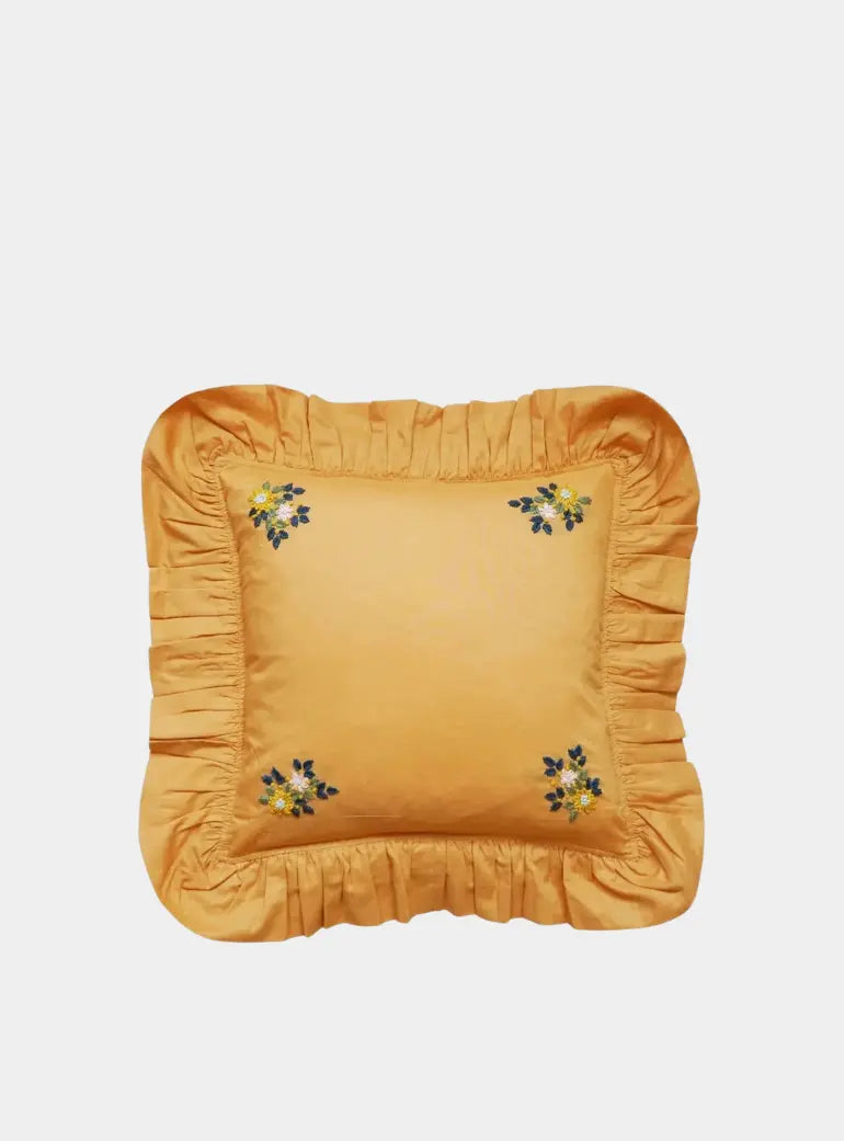 TURMERIC Liberty Embroidered Ruffle Cushion Coco & Wolf