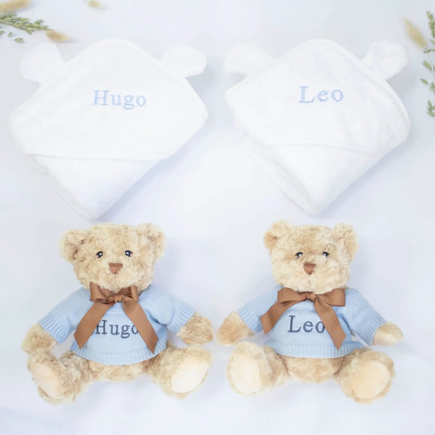TWIN BOYS TEDDY AND TOWEL GIFT SET The Baby Gifting Company