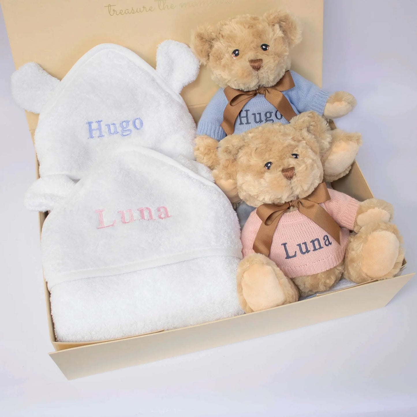 TWINS TEDDY AND TOWEL GIFT SET The Baby Gifting Company