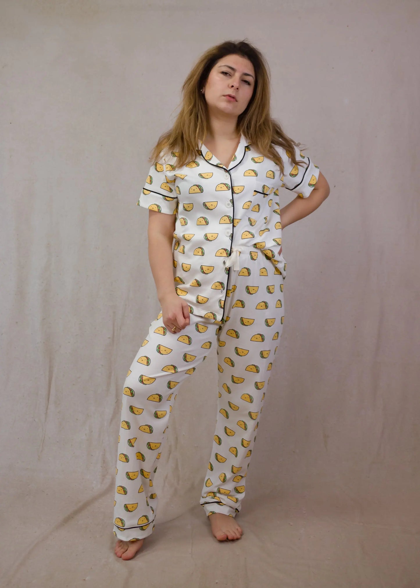 Tacos set Women's Pima Cotton Short Sleeve Pyjama Trouser Set killarysleepwear
