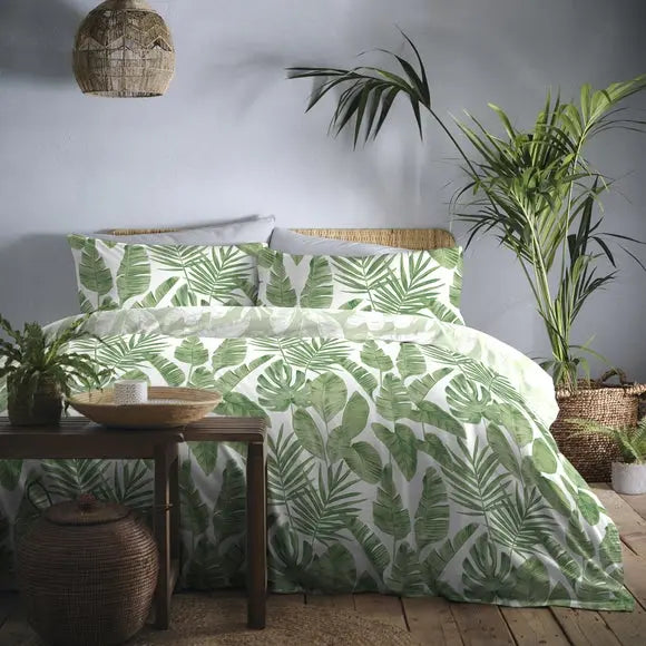 Tahiti Green Duvet Cover and Pillowcase Set Dunelm