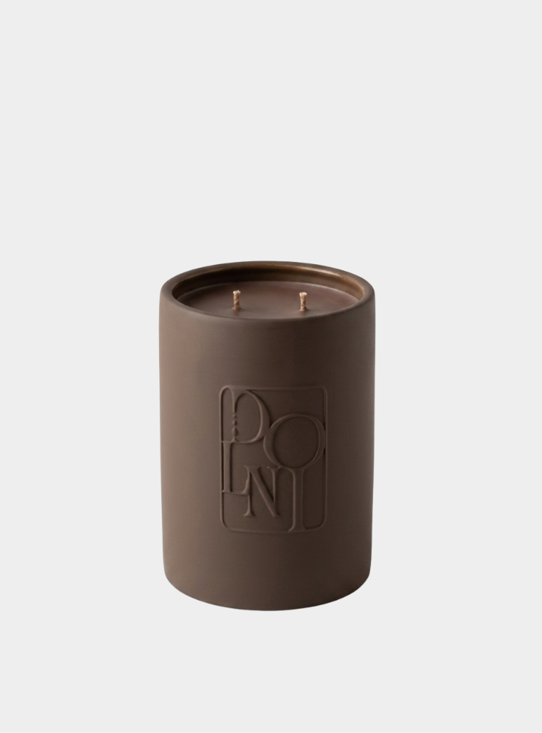 Dolni Large Brown Ceramic 600g Tobacco & Oud Candle DOLNI