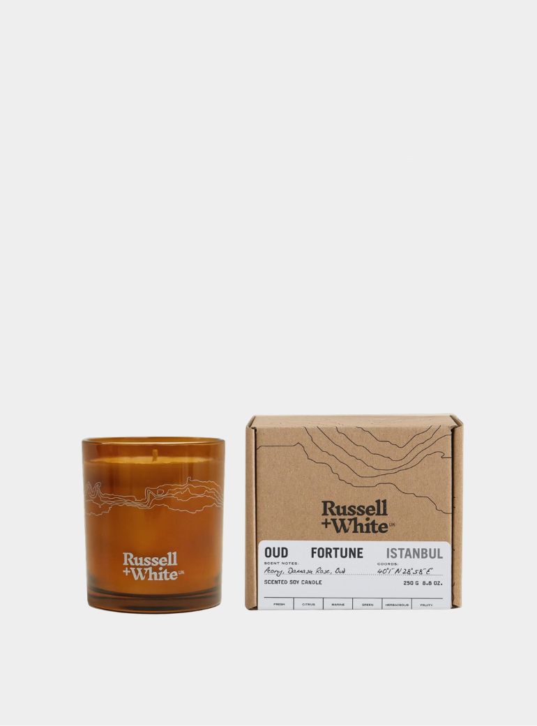 Oud Fortune 250g Scented Soy Candle Russell + White