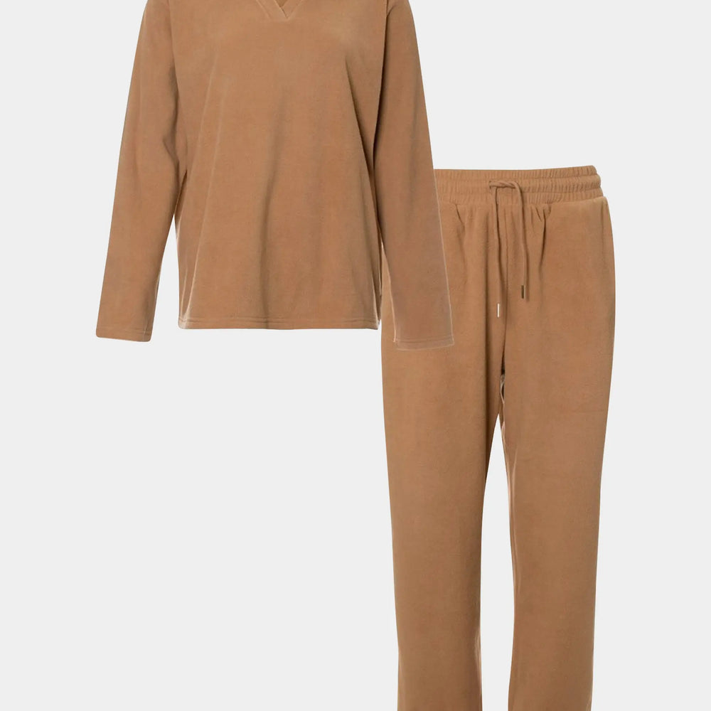 Tan Fleece Lounge Set Pretty You London