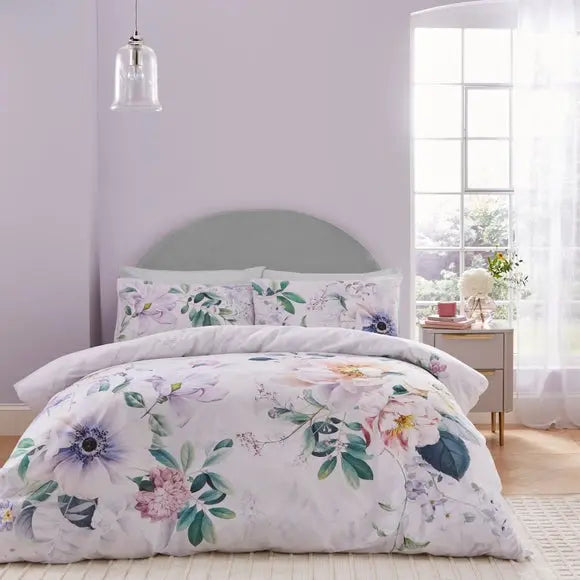 Tansy Floral Cotton Sateen Duvet Cover and Pillowcase Set Dunelm
