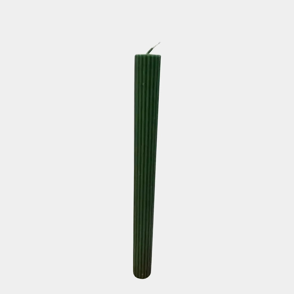 Tapered Ribbed Candle Green Lords Fragrance House