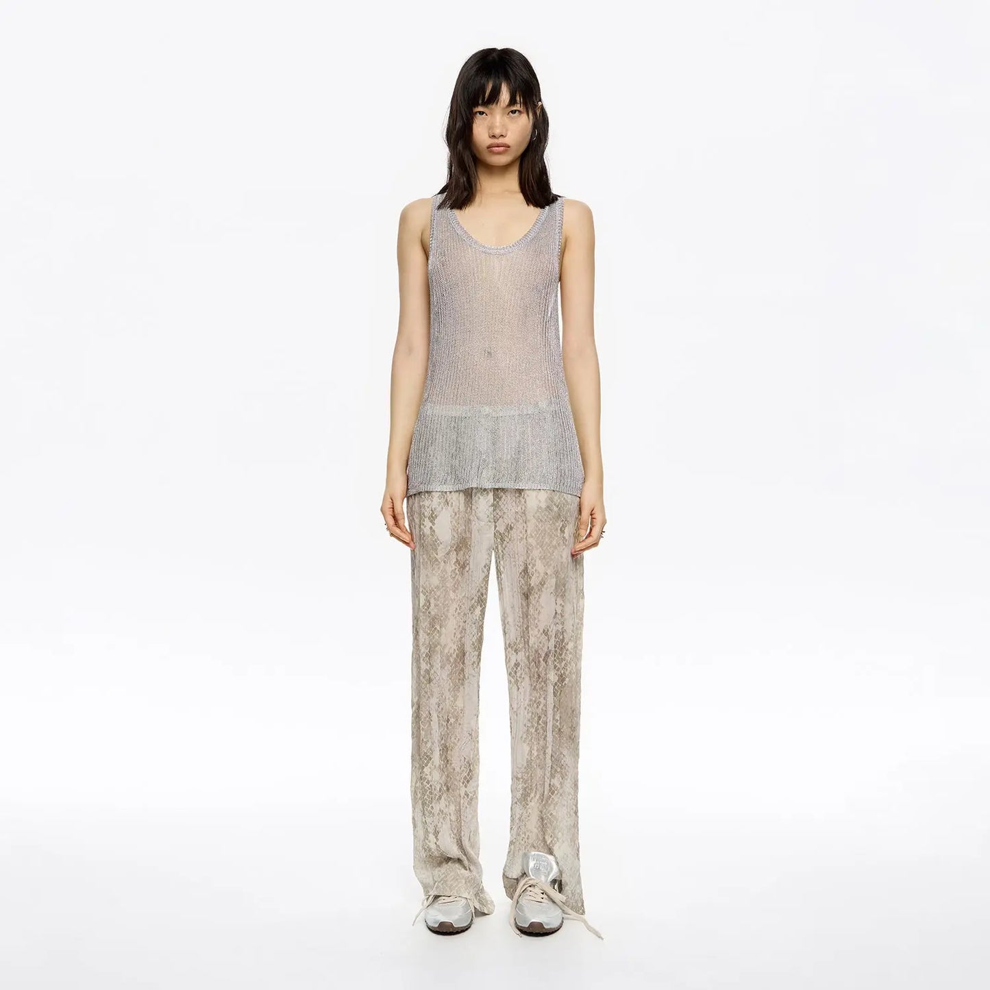 Taupe Snake pleated jogger trousers Bimba y Lola UK