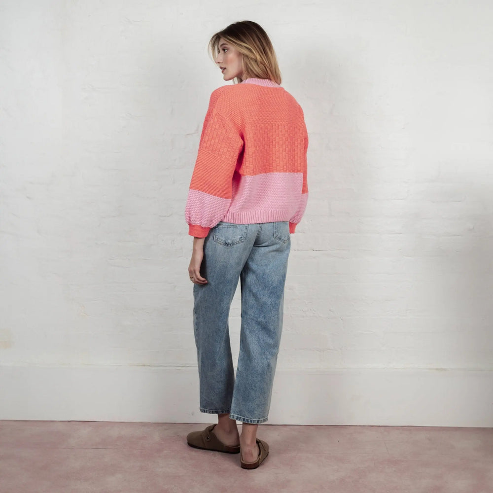 Taz Recycled Cotton Mix Two Tone Jumper - Pink Cara & The Sky