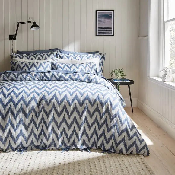 Tazman Wave 100% Cotton Duvet Cover and Pillowcase Set Dunelm