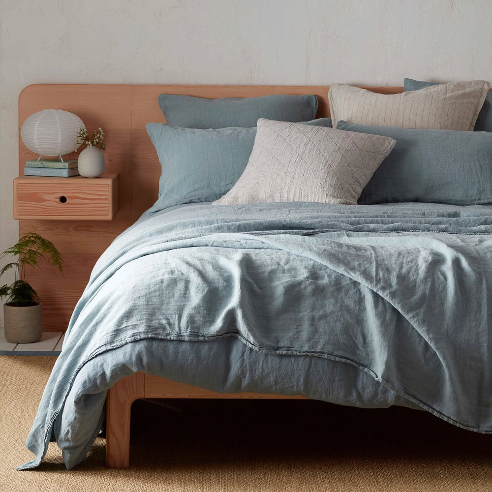 Teal 100% Linen Flat Sheet The Secret Linen Store