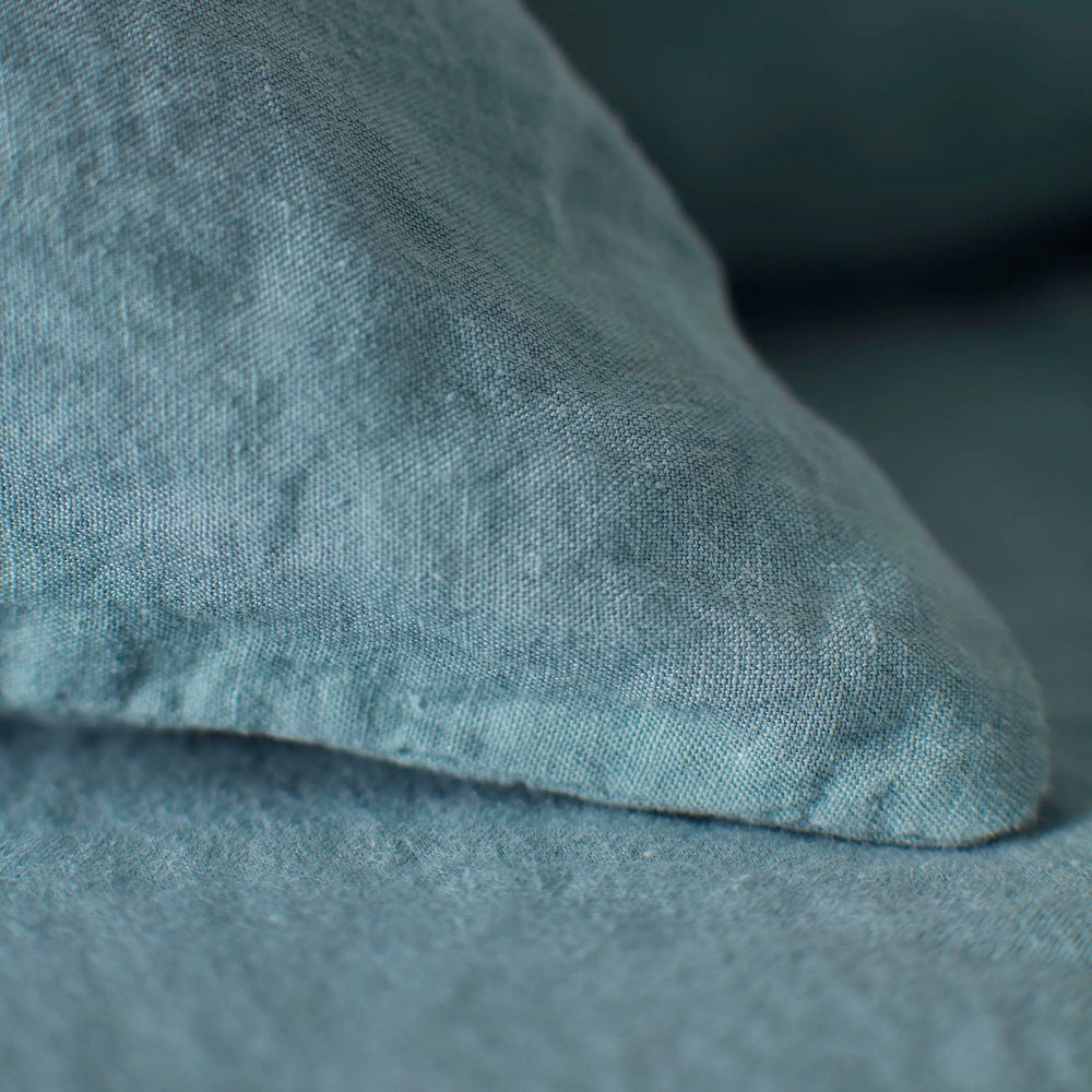 Teal 100% Linen Housewife Pillowcase The Secret Linen Store