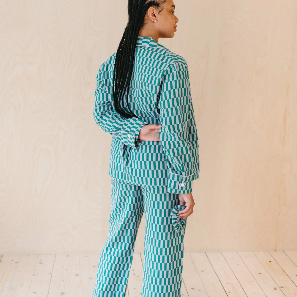 Teal Checkerboard Pyjama Trouser Set TartanBlanketCo