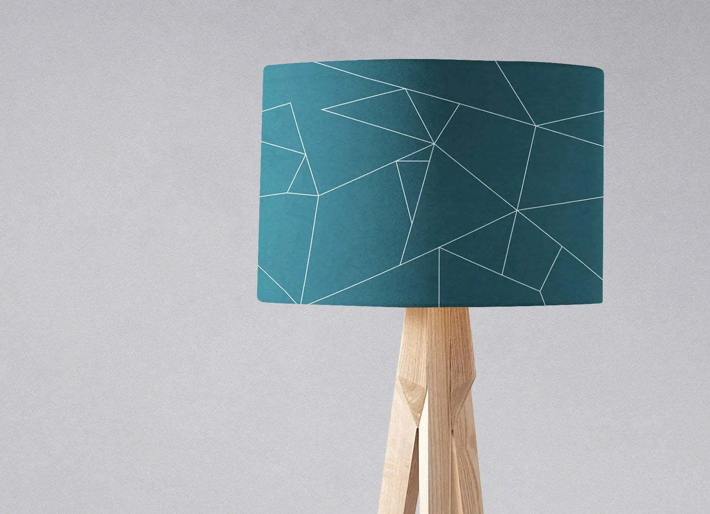 Teal Lampshade with White Lines Geometric Design, Ceiling or Table Lamp Shadow bright