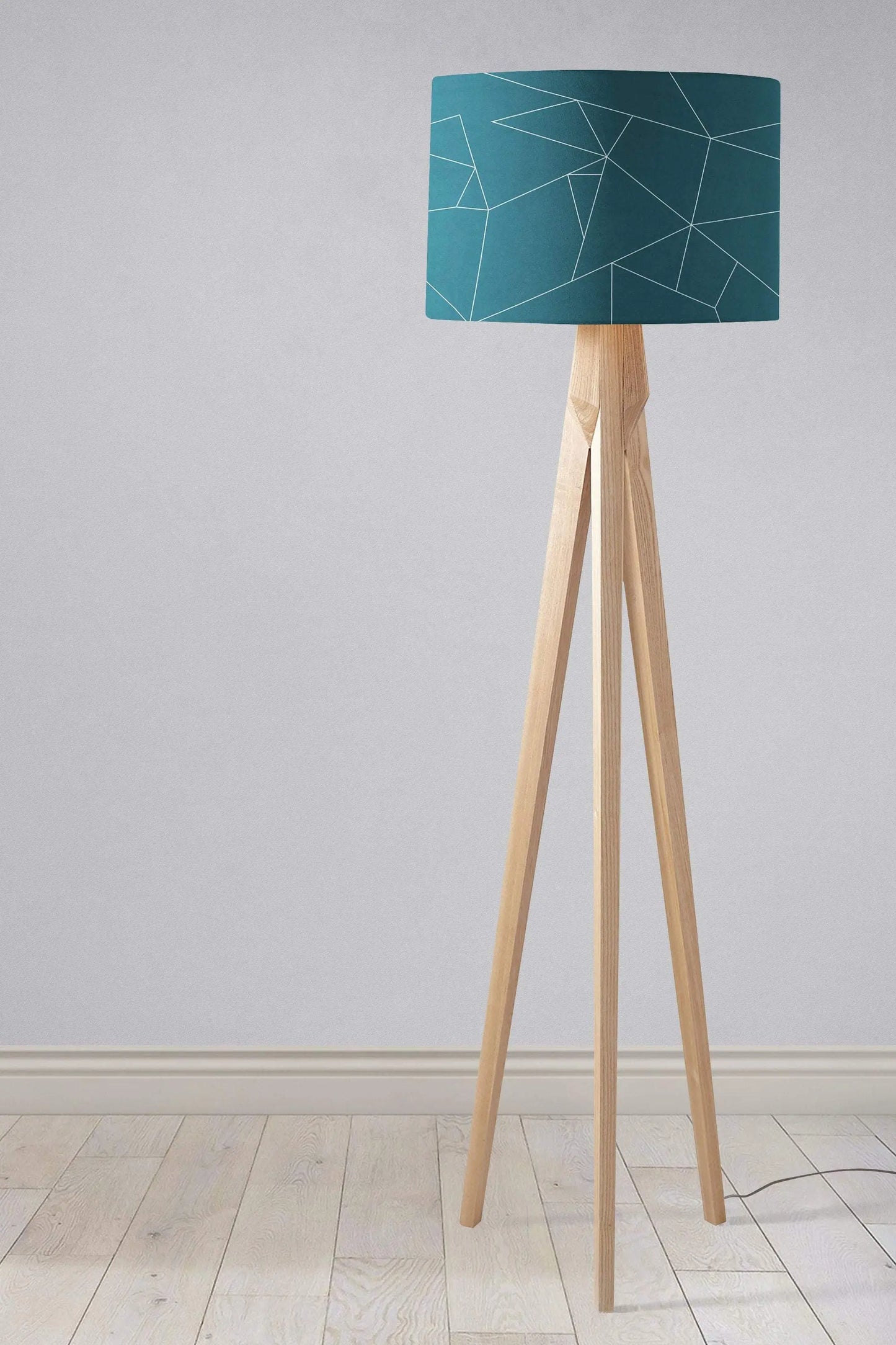 Teal Lampshade with White Lines Geometric Design, Ceiling or Table Lamp Shadow bright