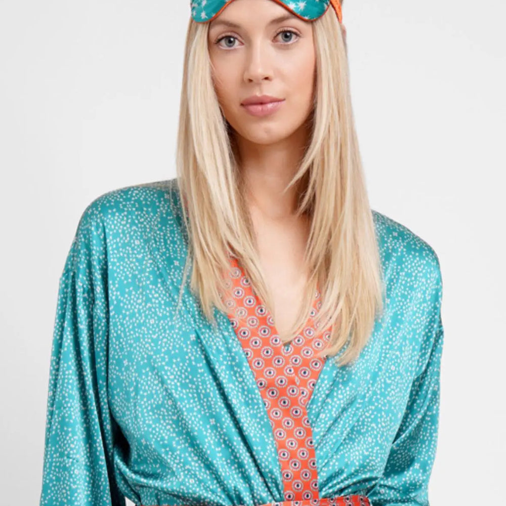 Teal Stars Silk Eye Mask Jessica Russell Flint