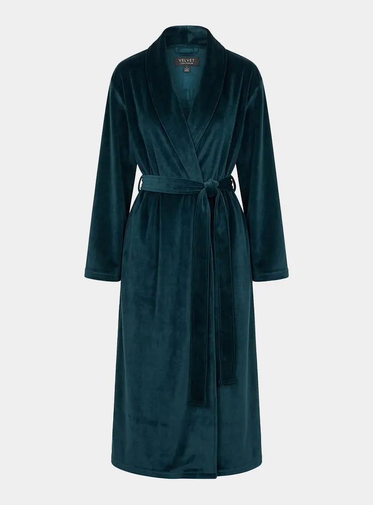 Teal Velour Longline Robe Pretty You London