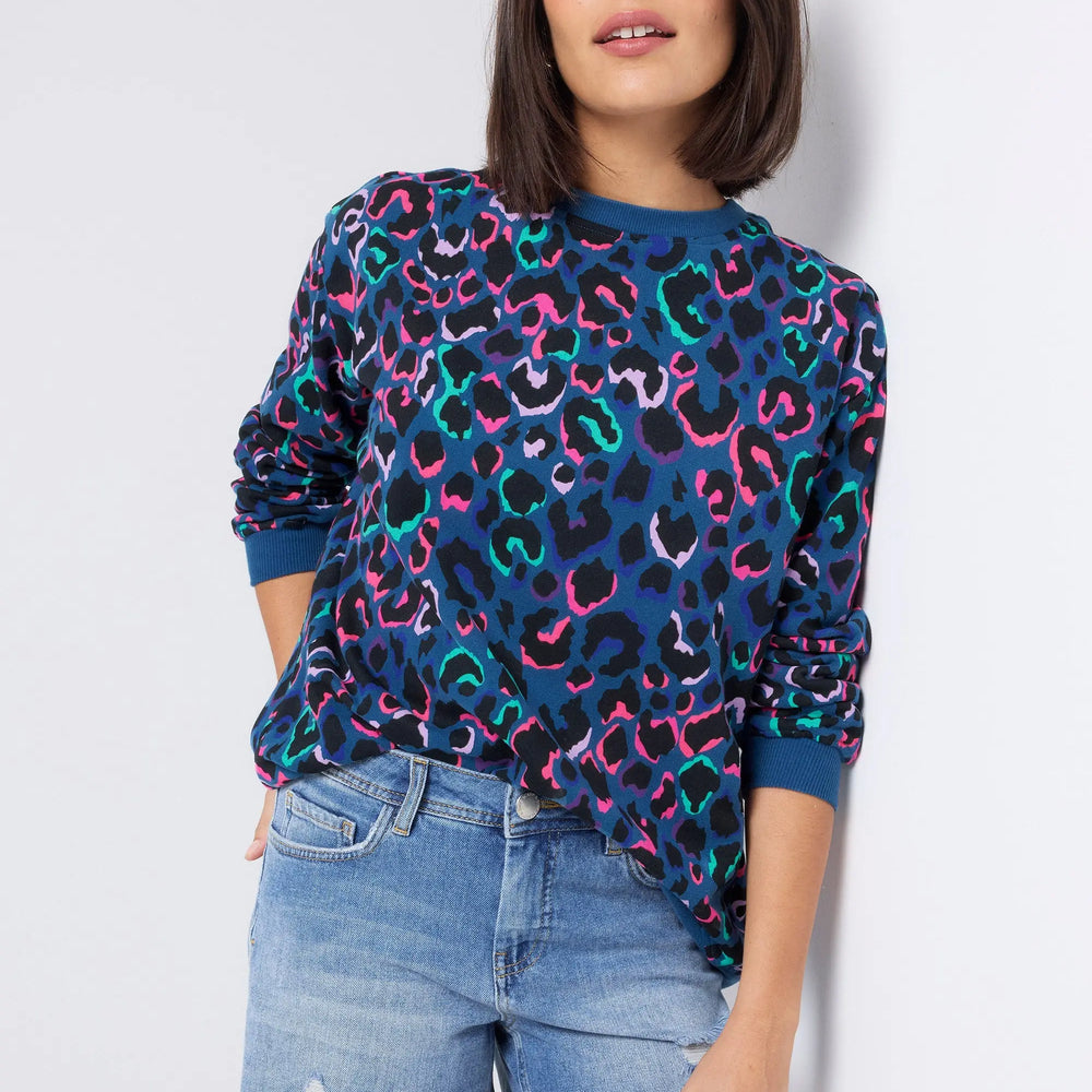 Teal with Rainbow Shadow Leopard Women's Oversized Sweatshirt Scamp & Dude