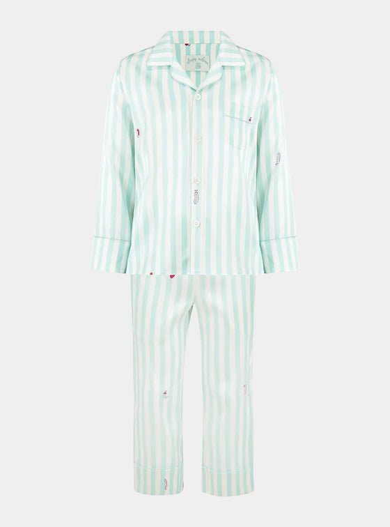 Teddy Glacier Stripe Boys Silk Pyjama Set Sleepy Wilson