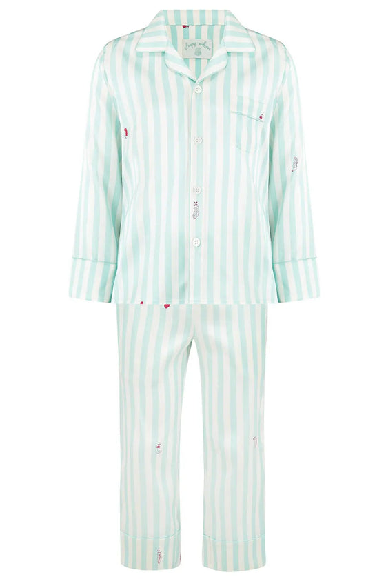 Teddy Glacier Stripe Boys Silk Pyjama Set Sleepy Wilson