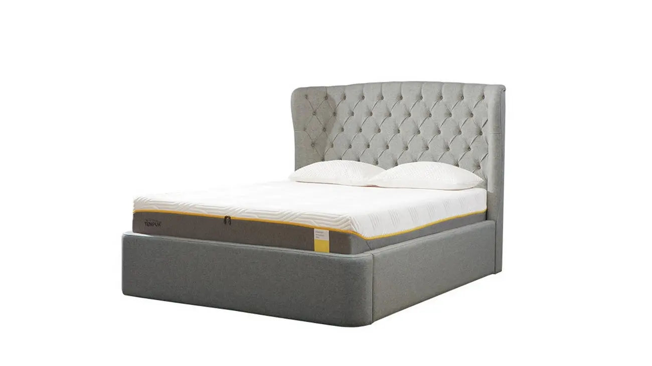 Holcot Ottoman Bed – Stylish Storage Bed Winged Headboard