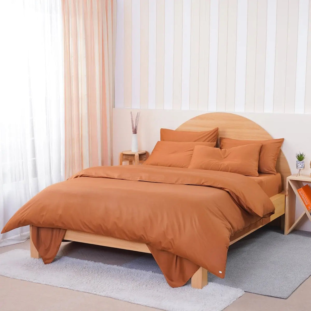 Terracotta Orange Ackly Bamboo Bedding SHEET STORY