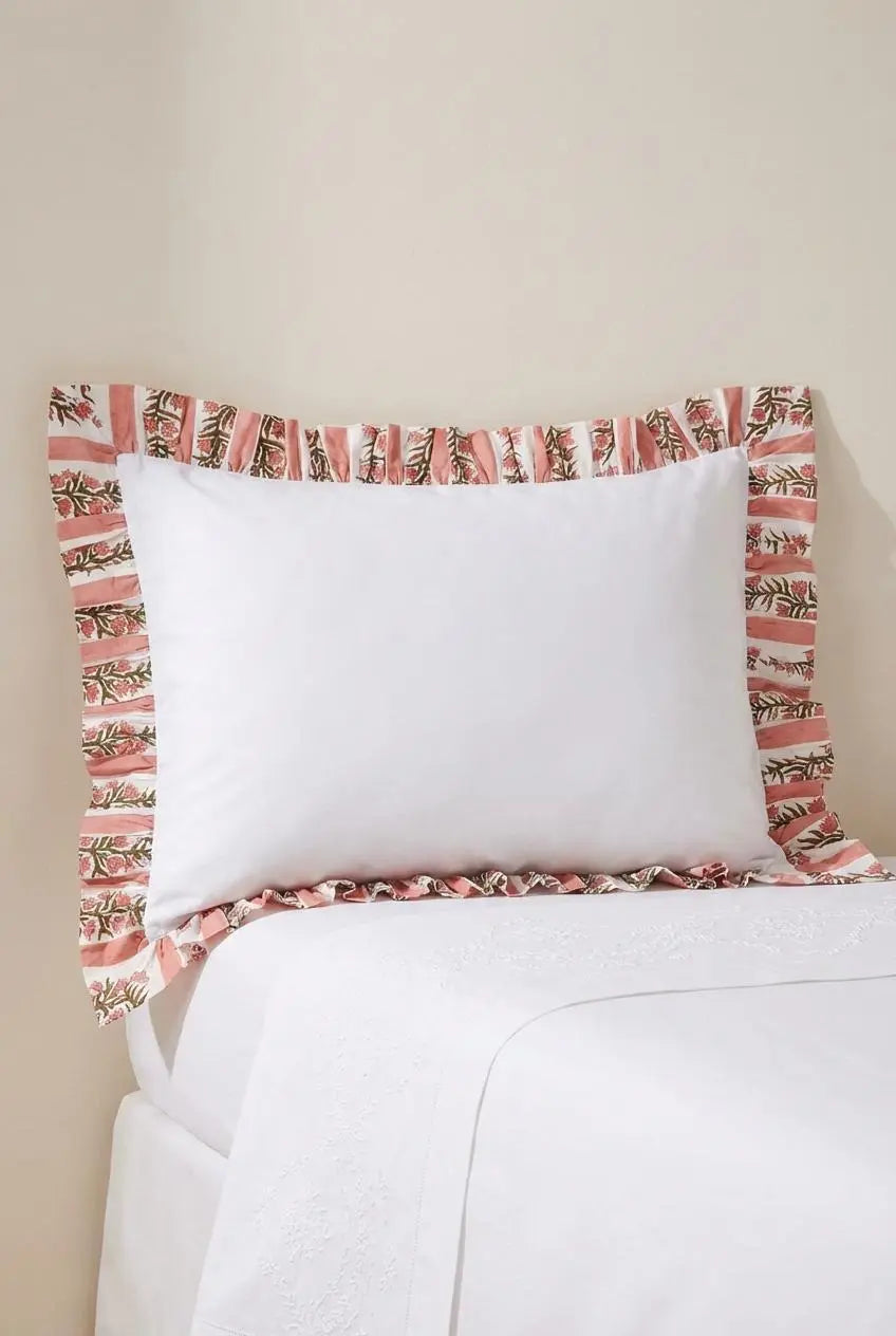 Terracotta Pink Organic Cotton Poplin Pillowcase Kapara London