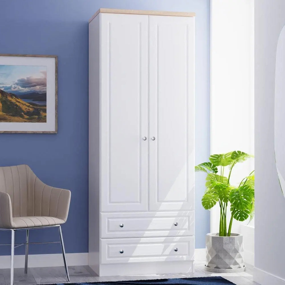 Texas 2-Door 2-Drawer Wardrobe - White Dreams