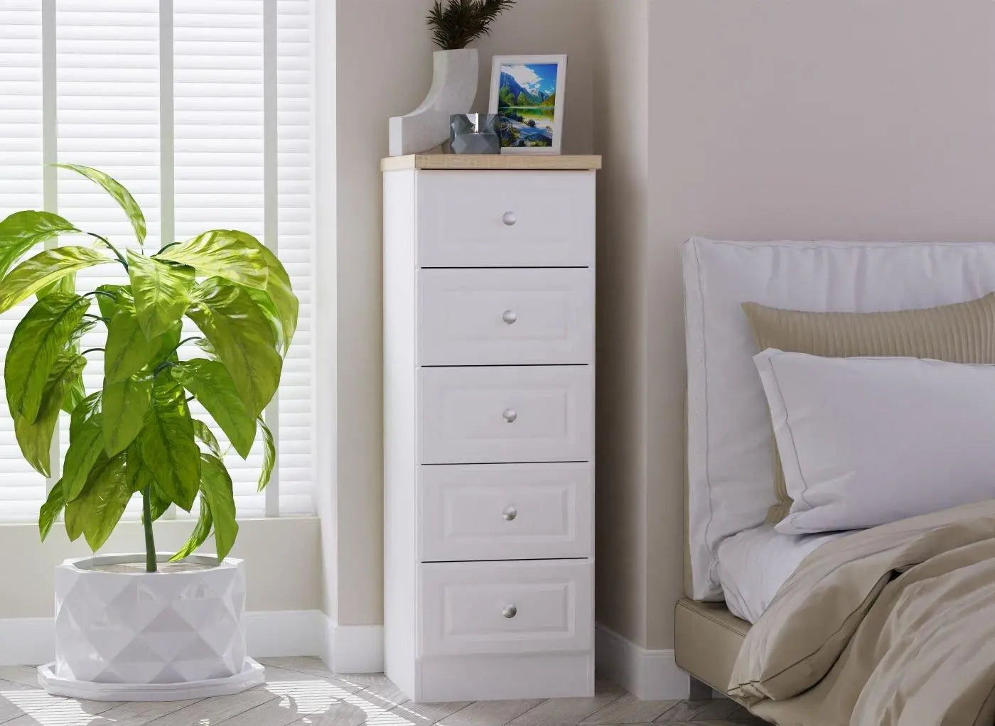 Texas 5-Drawer Tall Boy - White Dreams