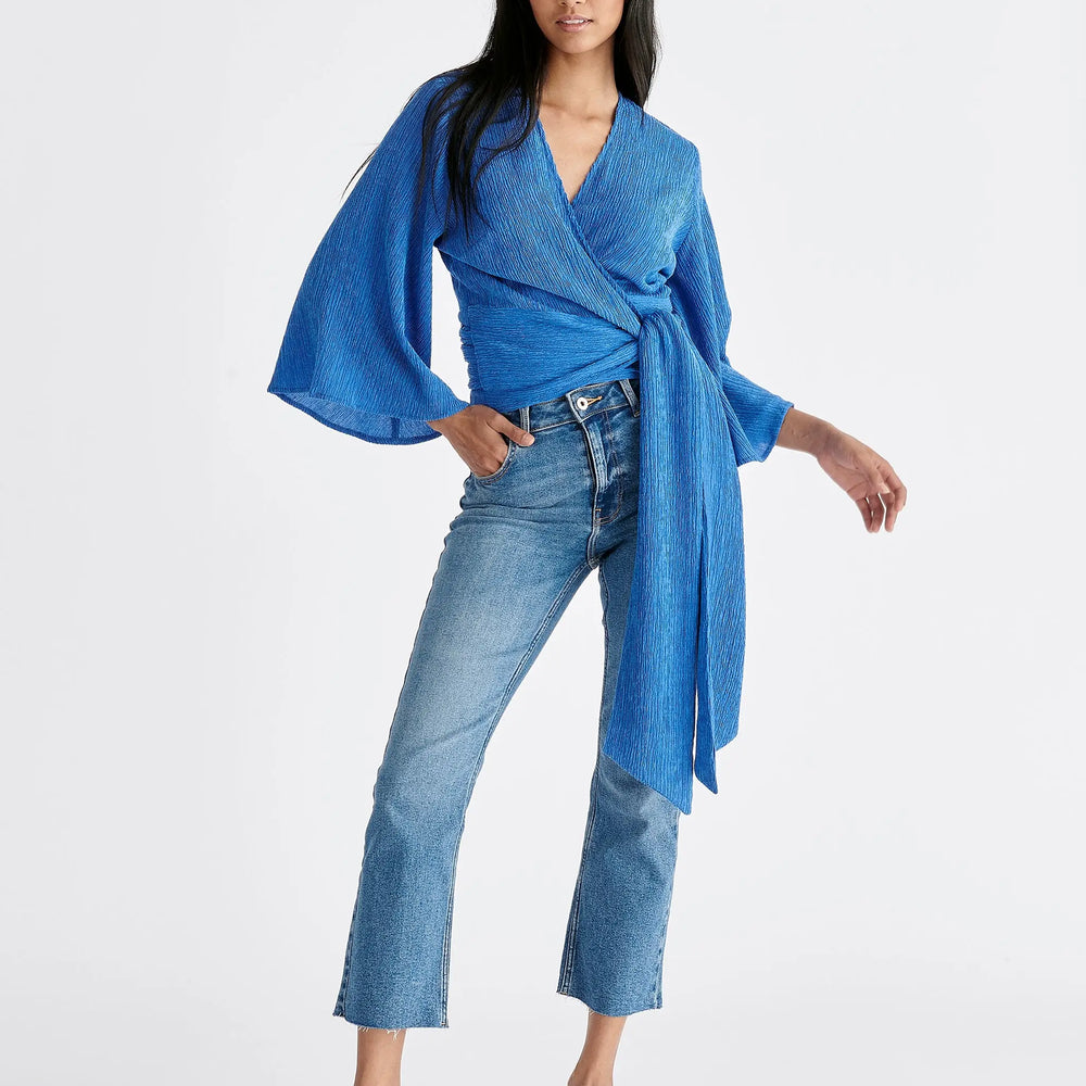 Textured Wrap Kimono Blouse Paisie