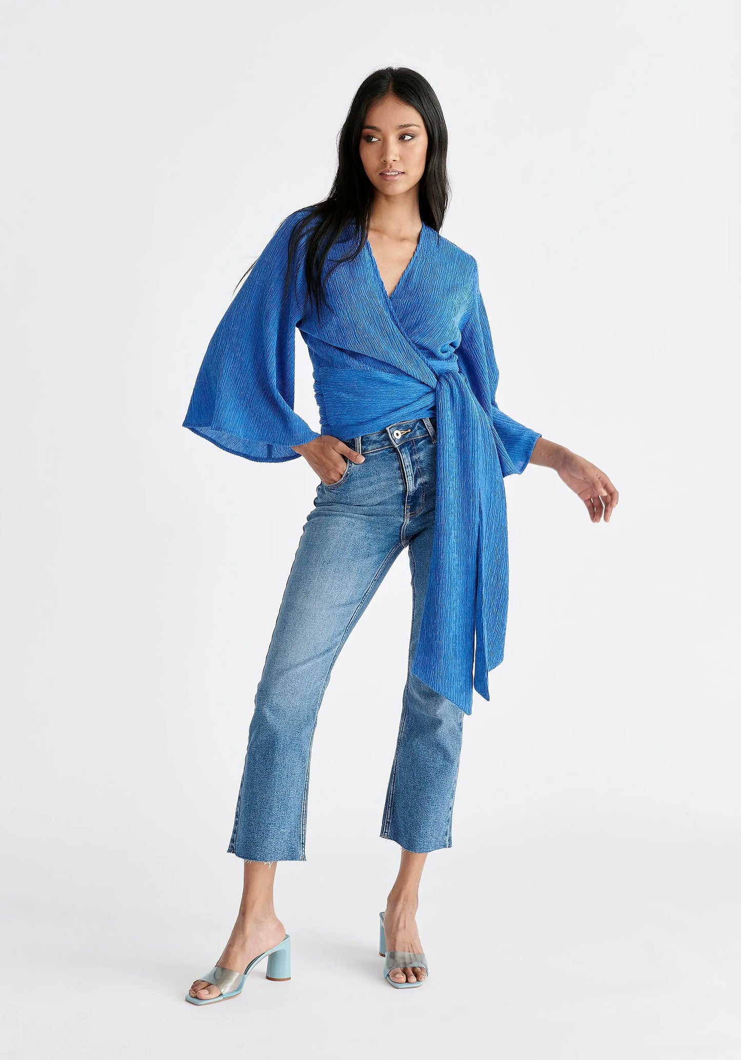 Textured Wrap Kimono Blouse Paisie