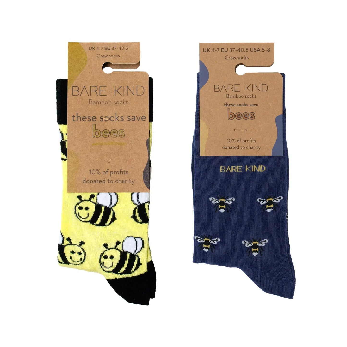 The Bee 2 Pack Bamboo Sock Set Bare Kind