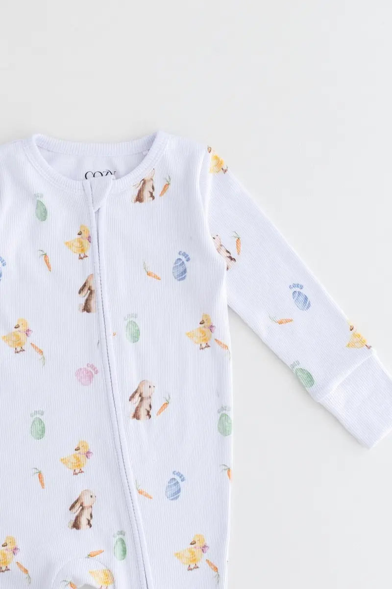 The COZY Hop Sleepsuit Ribbed Cotton Zip One Piece Cozy Crew Club