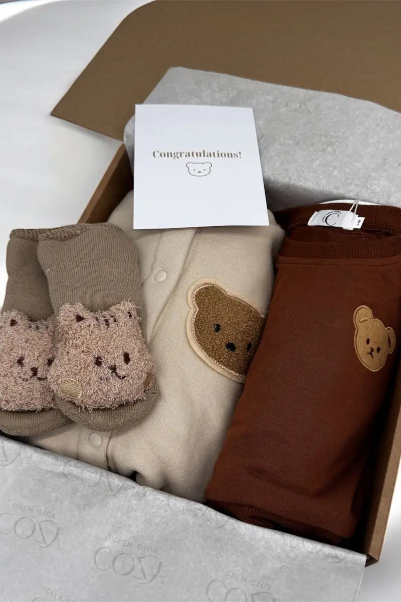 The Cozy Ultimate Bear Tracksuit + Playsuit + Socks Personalised Gift Box Cozy Crew Club