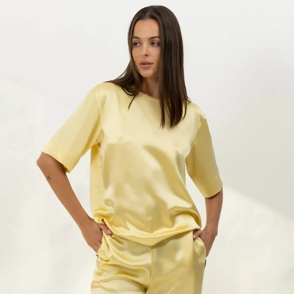 The Lady Silk T-Shirt Panna Cotta NOKAYA