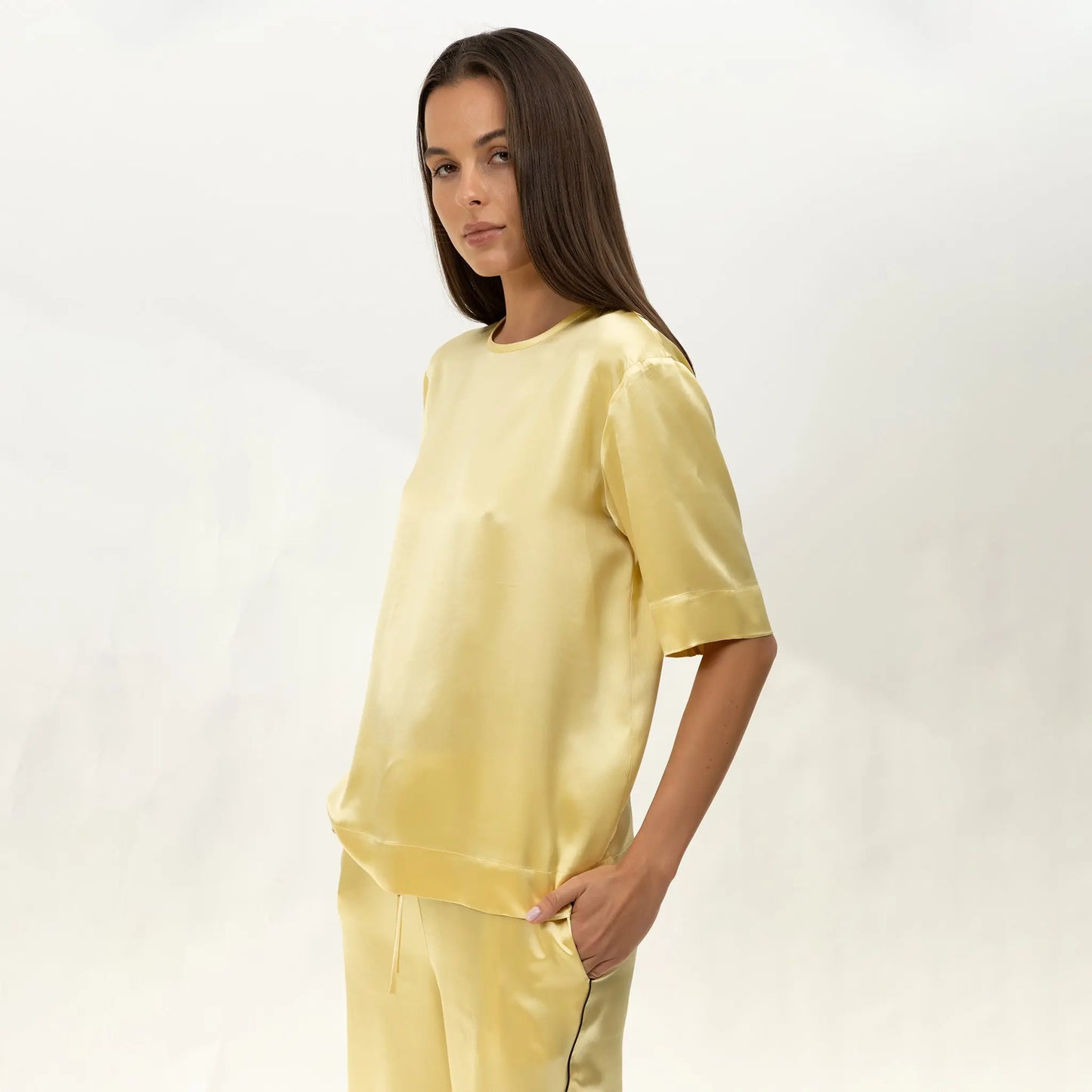 The Lady Silk T-Shirt Panna Cotta NOKAYA