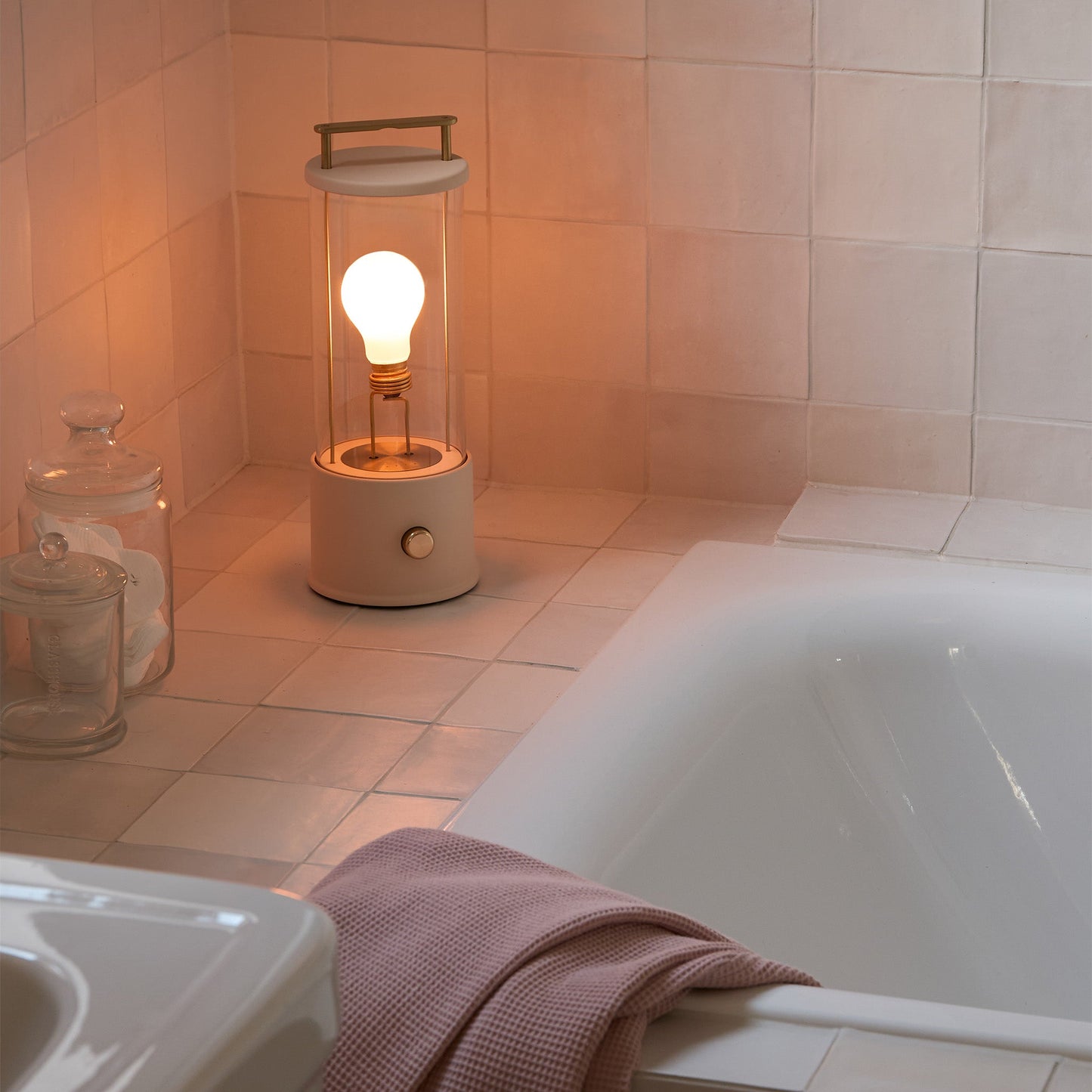 The Muse Portable Lamp in Setting Plaster Pink Tala