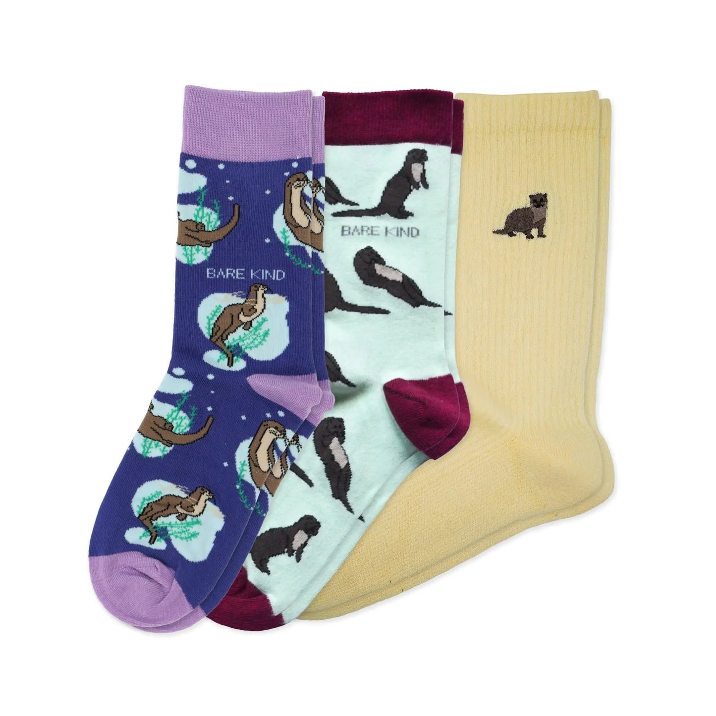 The Otter 3 Pack Bamboo Sock Set Bare Kind