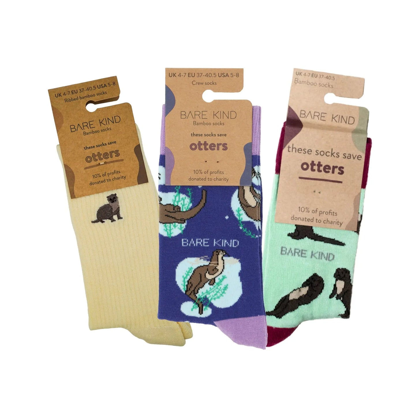 The Otter 3 Pack Bamboo Sock Set Bare Kind