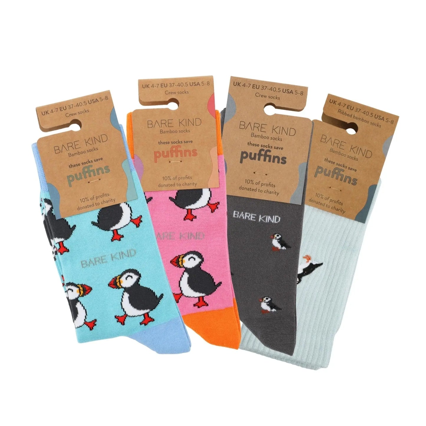 The Puffin 4 Pack Bamboo Sock Set Bare Kind