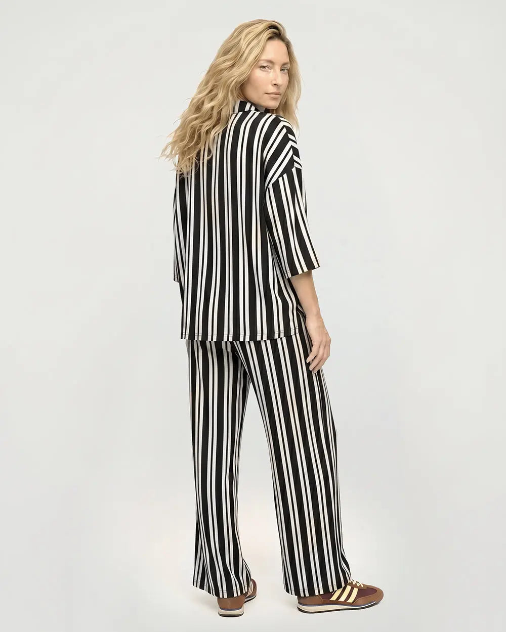Thi Brown Stripe Print Wide Leg Trouser Turtledove London